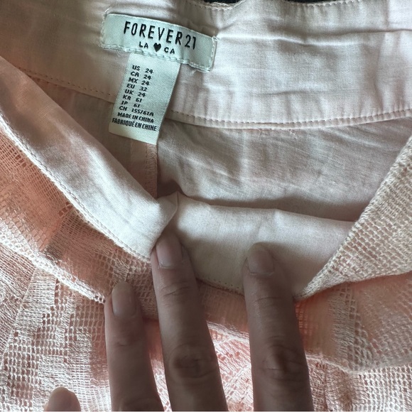 Linen lace pink shirt skirt - Picture 5 of 6